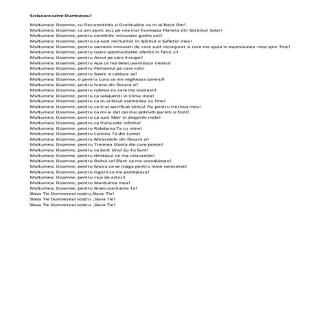 O multumire catre dumnezeu