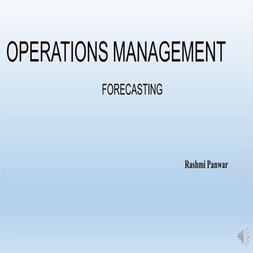 O M Unit 3 Forecasting