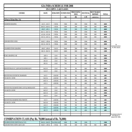 On campus schedule - year 2008