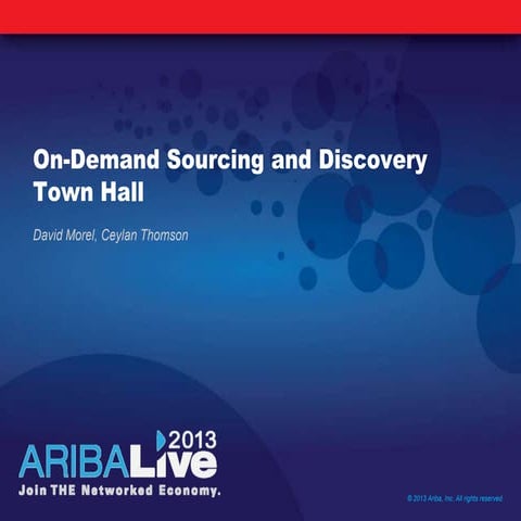 On Demand Sourcing and Discovery Town Hall
