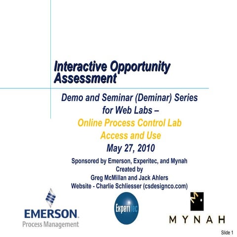 On-line Process Control Lab Access and Use Deminar