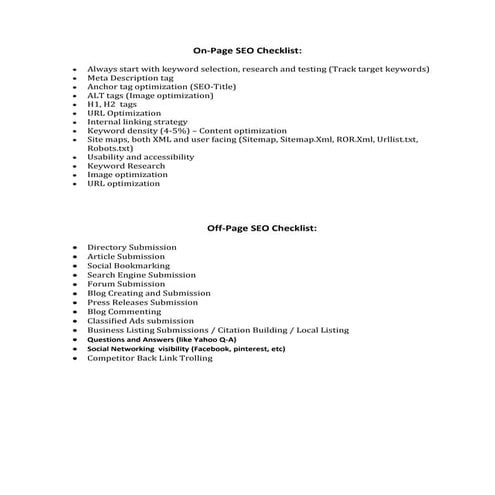 On page and off page strategies