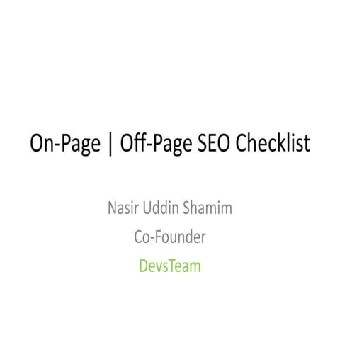 On-Page & Off-Page SEO Check List