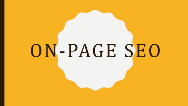 On Page SEO