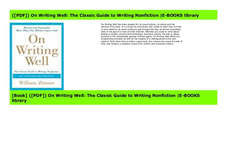 ([PDF]) On Writing Well The Classic Guide to Writing Nonfiction EB…