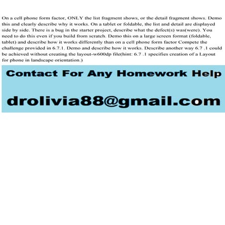 On a cell phone form factor, ONLY the list fragment shows, or the .pdf
