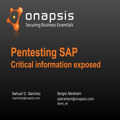 Pen Testing SAP Critical Information Exposed