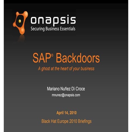 Onapsis SAP Backdoors