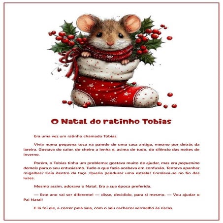 O ratinho Tobias, que queria ajudar o Pai Natal