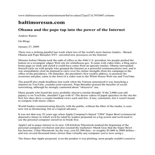 "On blogging" column