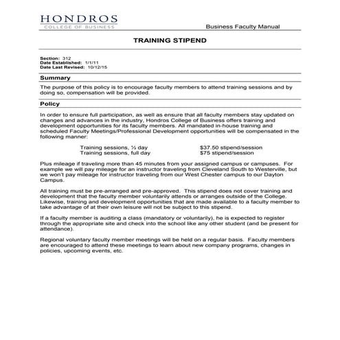 Onboarding 312   Training Stipend (final) revised 04 12 16