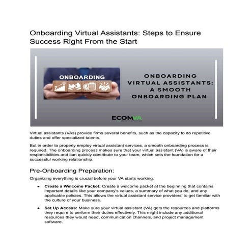 Onboarding Virtual Assistants: Steps to Ensure Success Right From the Start