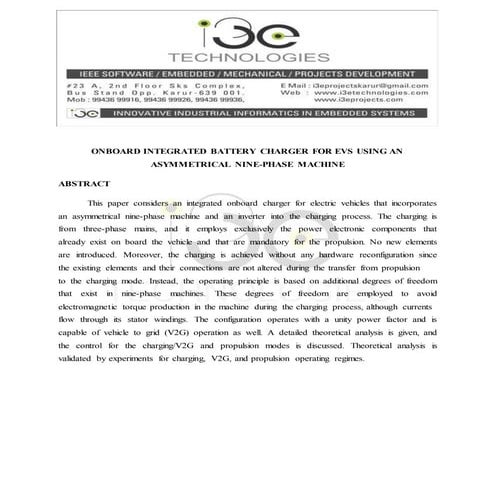 Onboard integrated battery charger for e vs using an asymmetrical nine phase ...