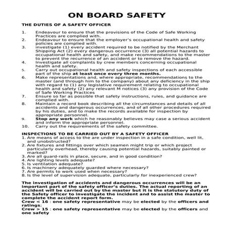    On board safety 