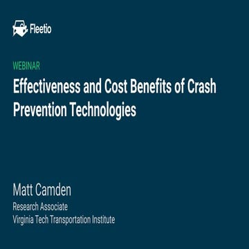 Webinar: Effectiveness and Cost Benefits of Crash Prevention Technologies