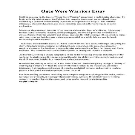 Once Were Warriors Essay
