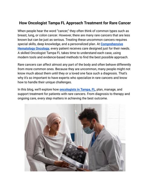 How Oncologist Tampa FL Approach Treatment for Rare Cancer.pdf