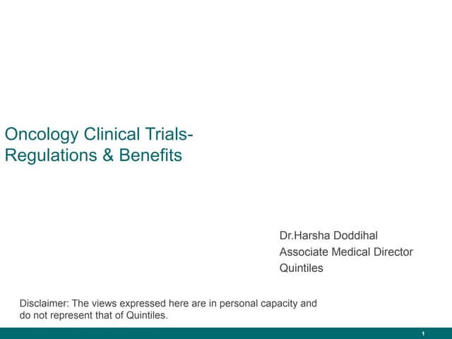 Oncology clinical trials regulations & benefits