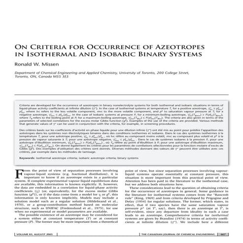 On criteria for occurence of azeotropes in isothermal and isobraric binary sy...