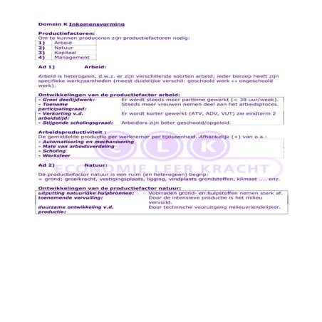 Onderdeel K Inkomensvoming