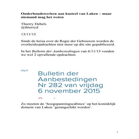Onderhoudswerken aan kasteel van Laken – maar niemand mag het weten
