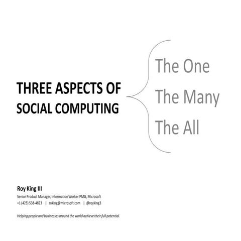 One,Many,All - 3 Aspects of Social Computing