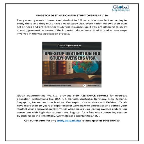 ONE-STOP DESTINATION FOR STUDY OVERSEAS VISA