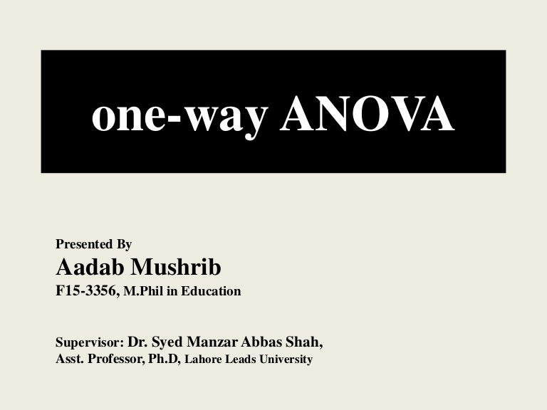 One Way Anova Final Ppt