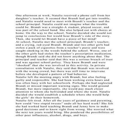 One afternoon at work, Natalie received a phone call from her daught.docx