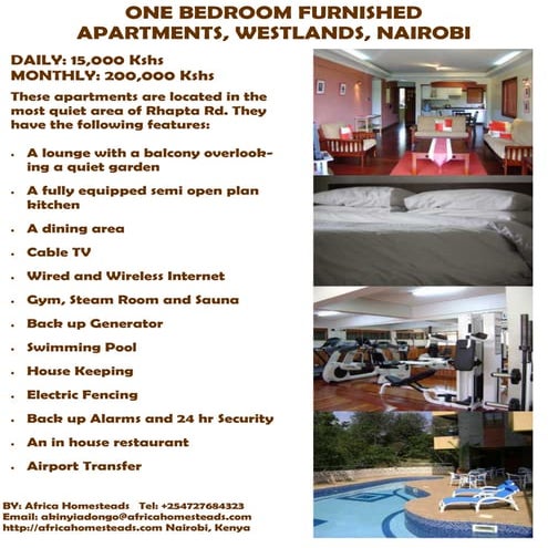 One Bedroom Furnished Apartments Westlands Nairobi