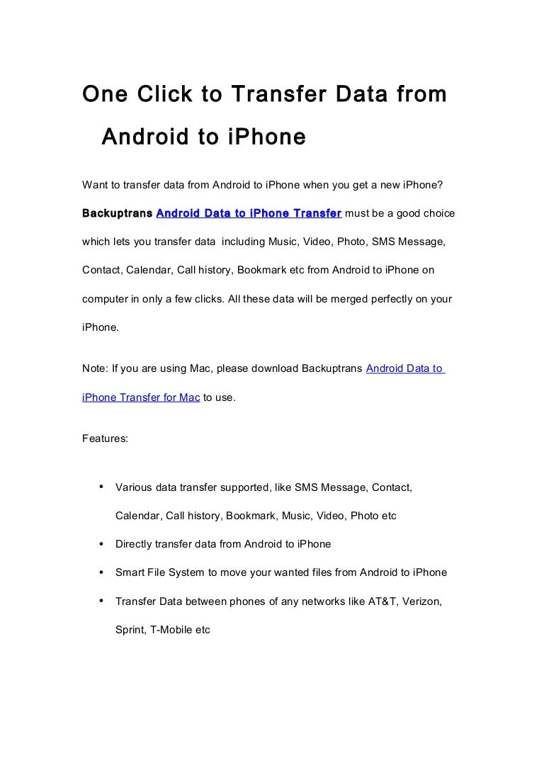 Transfer contacts from iphone to android free