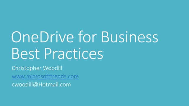 OneDrive for Business Best Practices