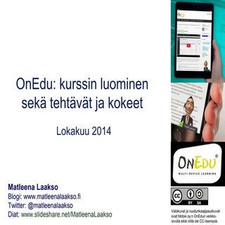 OnEdu: kurssit, tehtävät ja kokeet