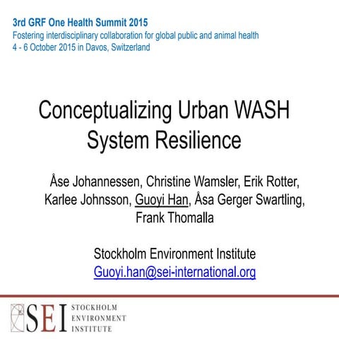 Conceptualizing Urban Wash System Resilience Guoyi HAN | PPTX