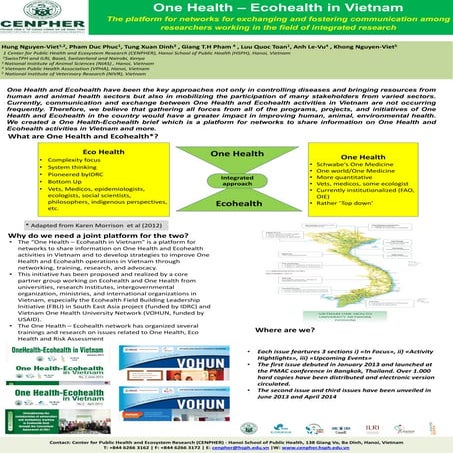 One Health-Ecohealth in Vietnam: The platform for networks for exchanging and...
