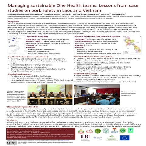 Managing sustainable One Health teams: Lessons from case studies on pork safe...