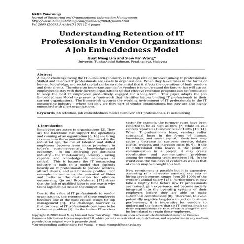 IT Outsourcing: Job Embeddedness