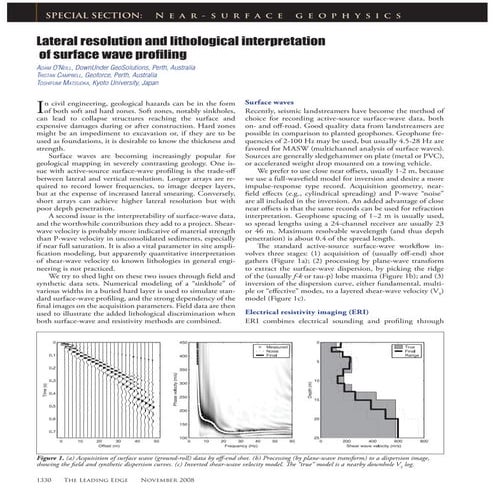 Lateral resolution and lithological interpretation of surface wave profi ling
