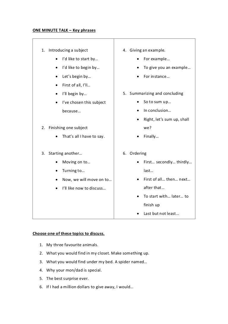 One Minute Speech Topics Carleton University
