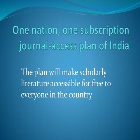 One nation One Subscription journal-access plan of India