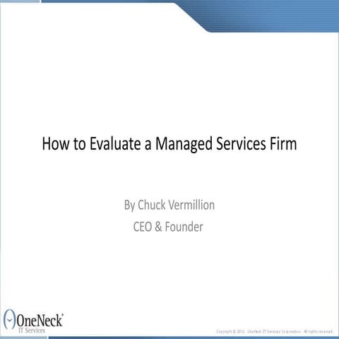 How to Evaluate a Managed Services Firm