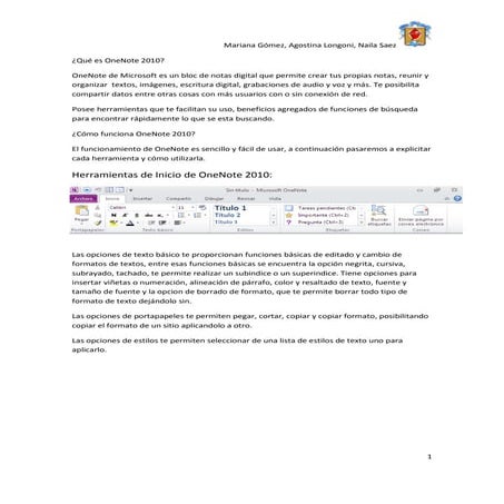 Manual Microsoft OneNote 2010 | DOCX