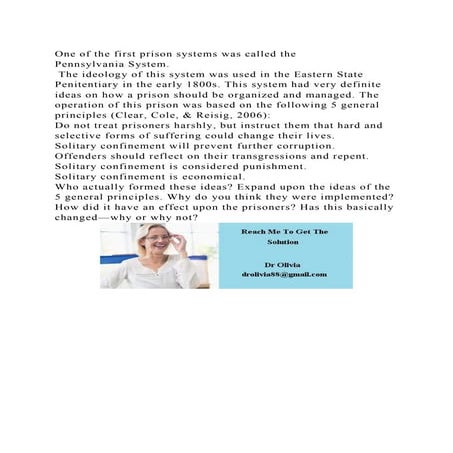 One of the first prison systems was called the Pennsylvania System.docx