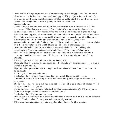 One of the key aspects of developing a strategy for the human elemen.docx