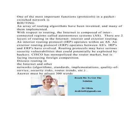 One of the most important functions (protocols) in a packet-switched.docx