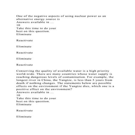 One of the negative aspects of using nuclear power as an alternative.docx