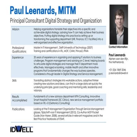 One Page CV Paul Leenards