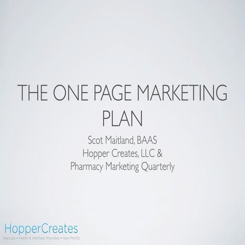One Page Marketing Plan