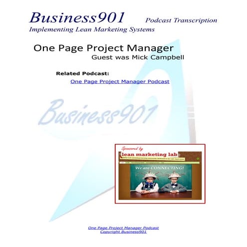 One Page Project Manager