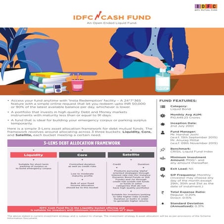 IDFC Cash Fund_One pager